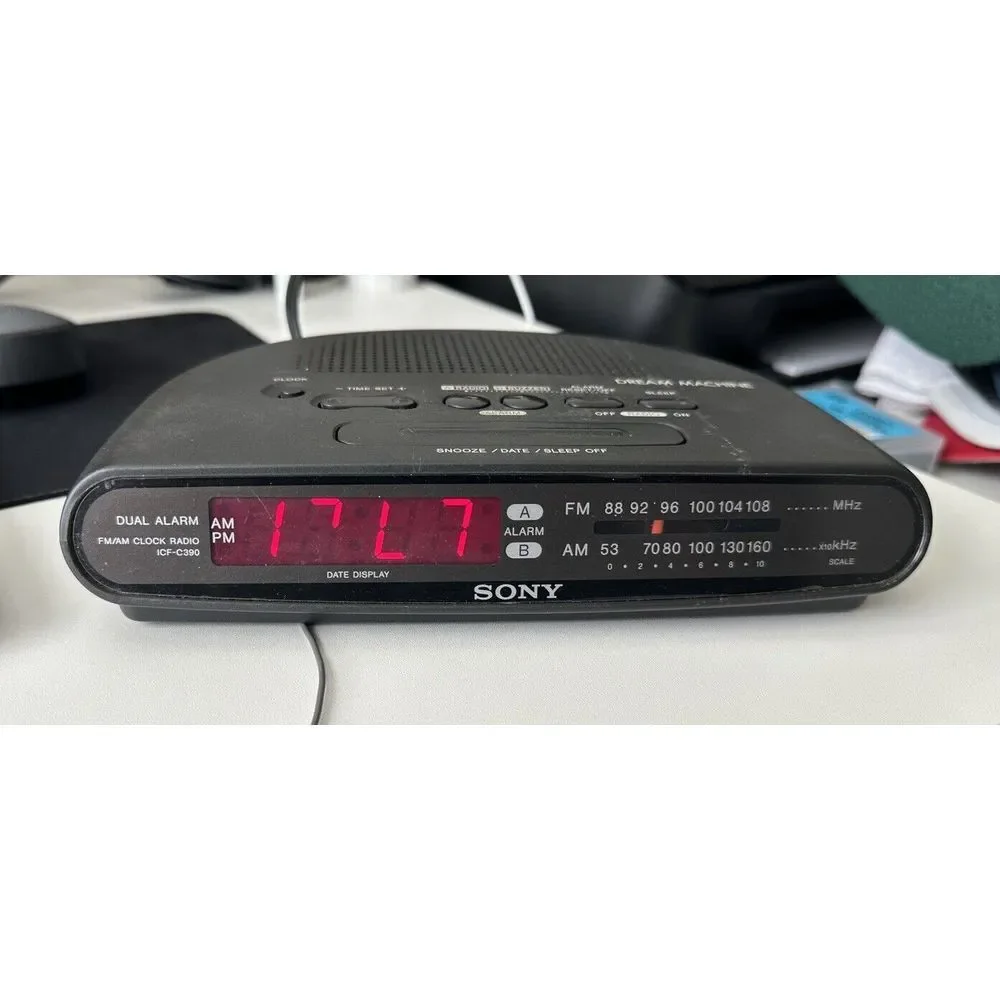 Sony Dream Machine Dual Alarm AM/FM Alarm Clock‎ Radio ICF-C390 Black